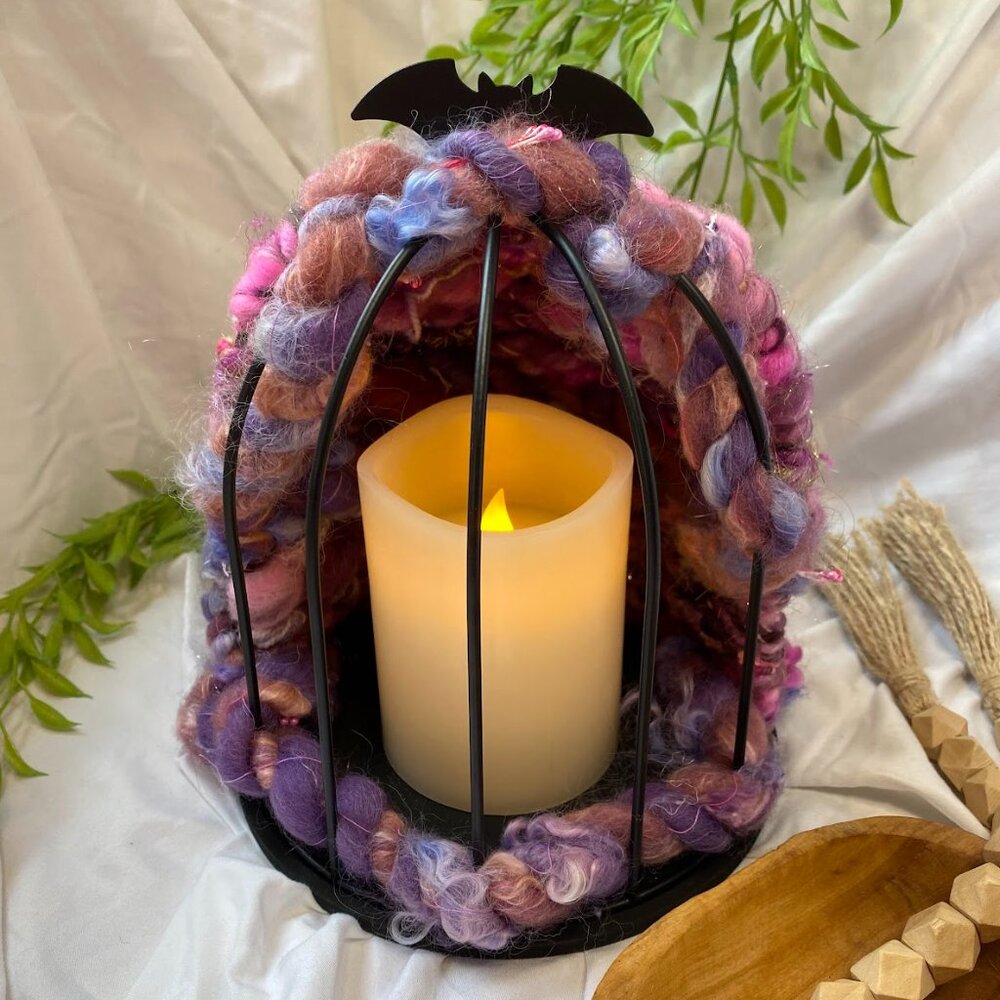 Handwoven Bat Cage Candle Display Decor